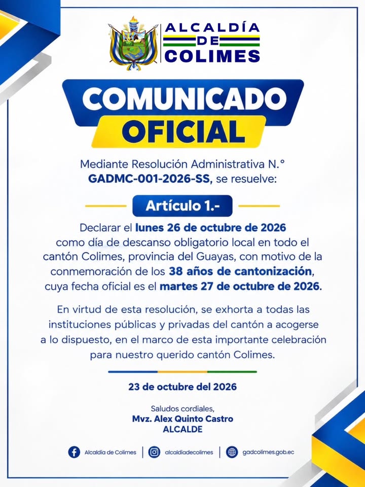 Colimes celebra 38 años con día de descanso municipal el lunes 26