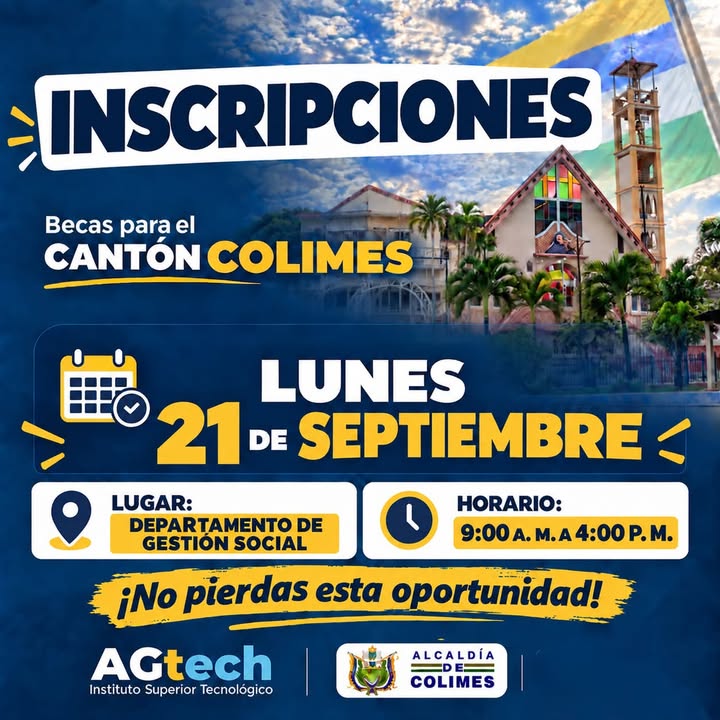 Jóvenes de Colimes pueden inscribirse este lunes 21 en becas educativas con AGTech